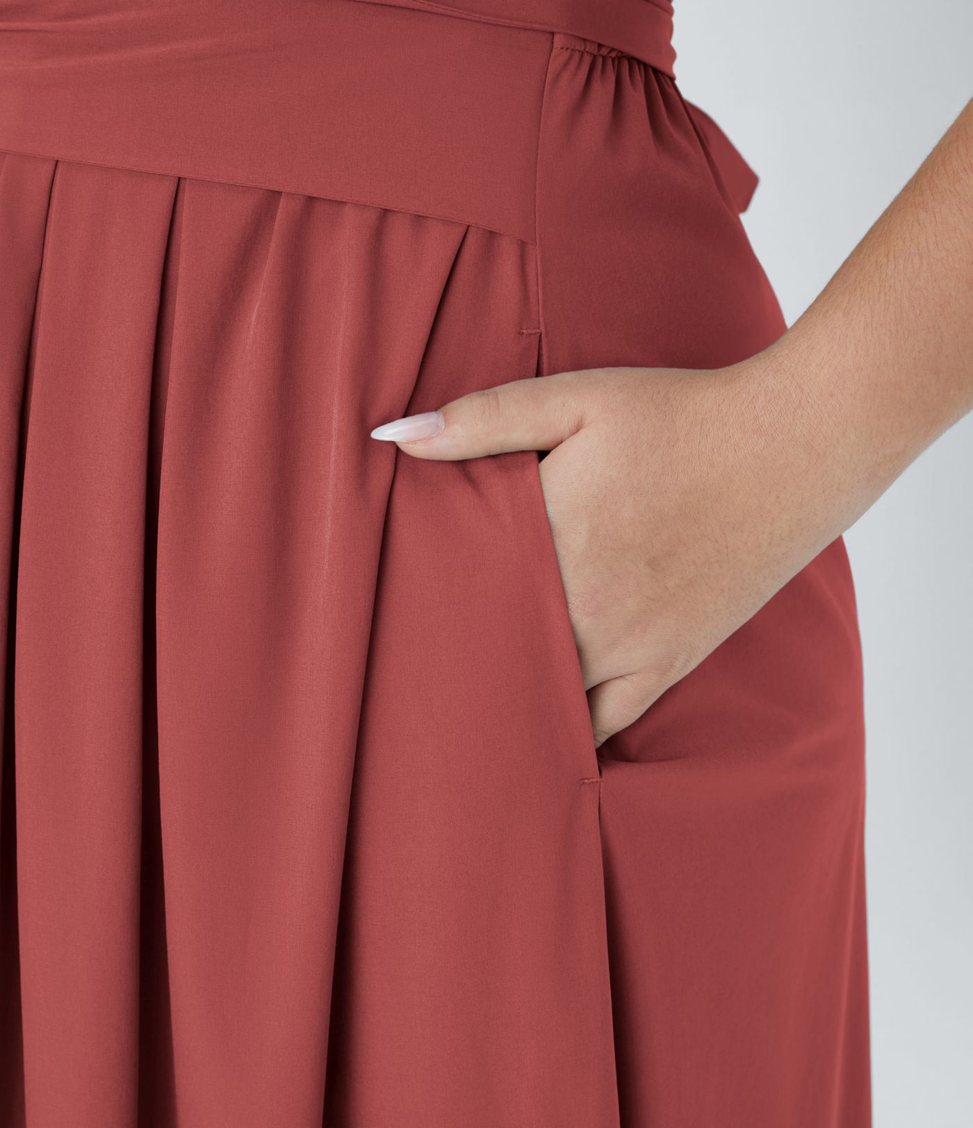 Breezeful™ Sukienka w Serek z Krótkim Rękawem, z Kieszenią, Wiązana z Tyłu, Midi, Casualowa, w Dużych Rozmiarach