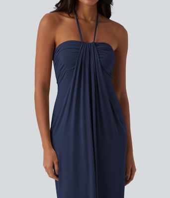 Halter Tie Back Maxi Dress with Pockets Halter Tie Back Maxi Dress with Pockets