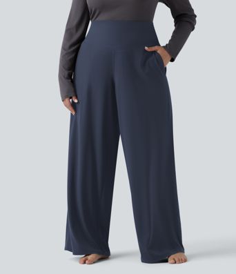Pantalon de yoga grande taille jambes droites taille haute gainant Halara UltraSculpt™ avec poches