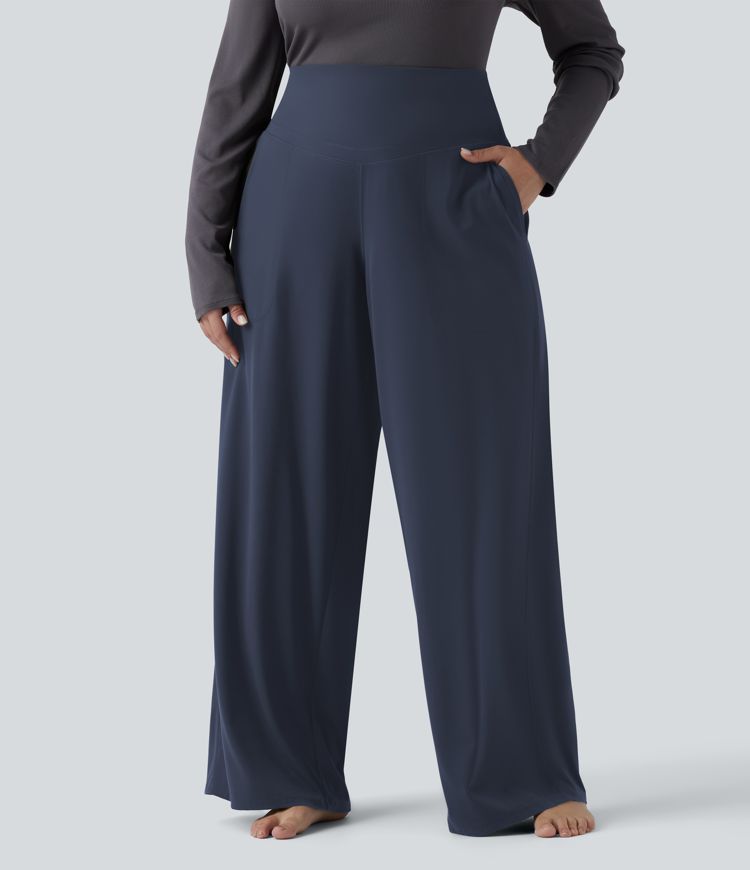 Pantalon de yoga grande taille jambes droites taille haute gainant Halara UltraSculpt™ avec poches