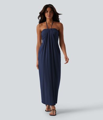 Halter Tie Back Maxi Dress with Pockets Halter Tie Back Maxi Dress with Pockets