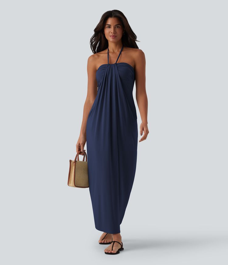 Halter Tie Back Maxi Dress with Pockets Halter Tie Back Maxi Dress with Pockets