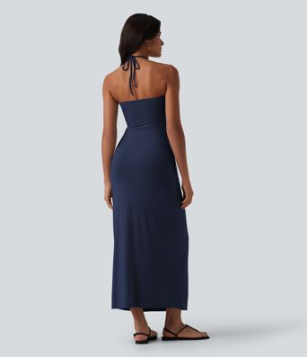 Halter Tie Back Maxi Dress with Pockets Halter Tie Back Maxi Dress with Pockets