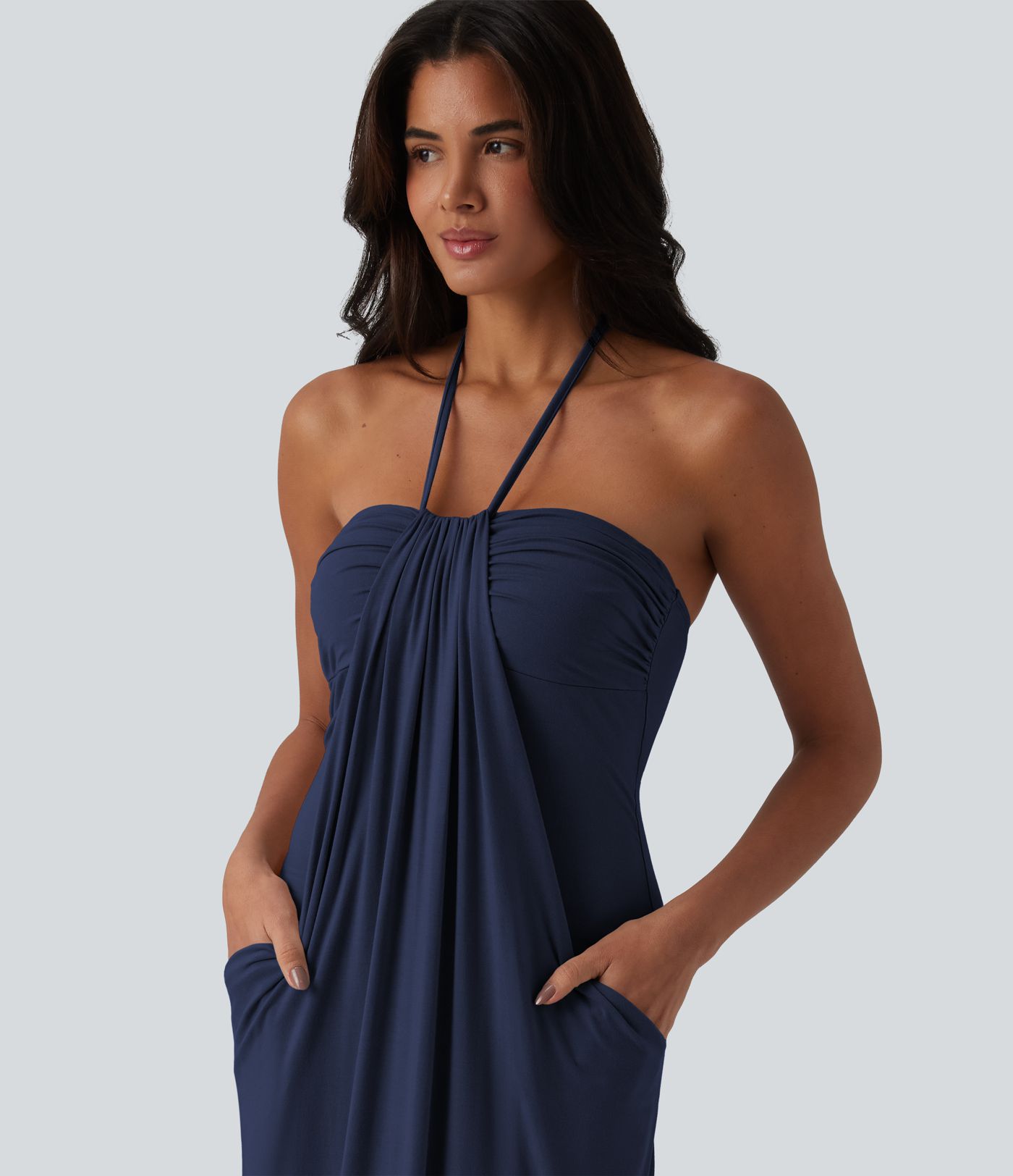 Halter Tie Back Maxi Dress with Pockets Halter Tie Back Maxi Dress with Pockets