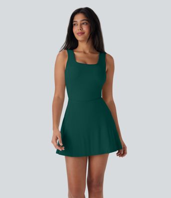 Softlyzero™ Airy Backless Crisscross U Neck 2-in-1 Side Pocket Mini Cool Touch Dance Active Dress-Easy Peezy