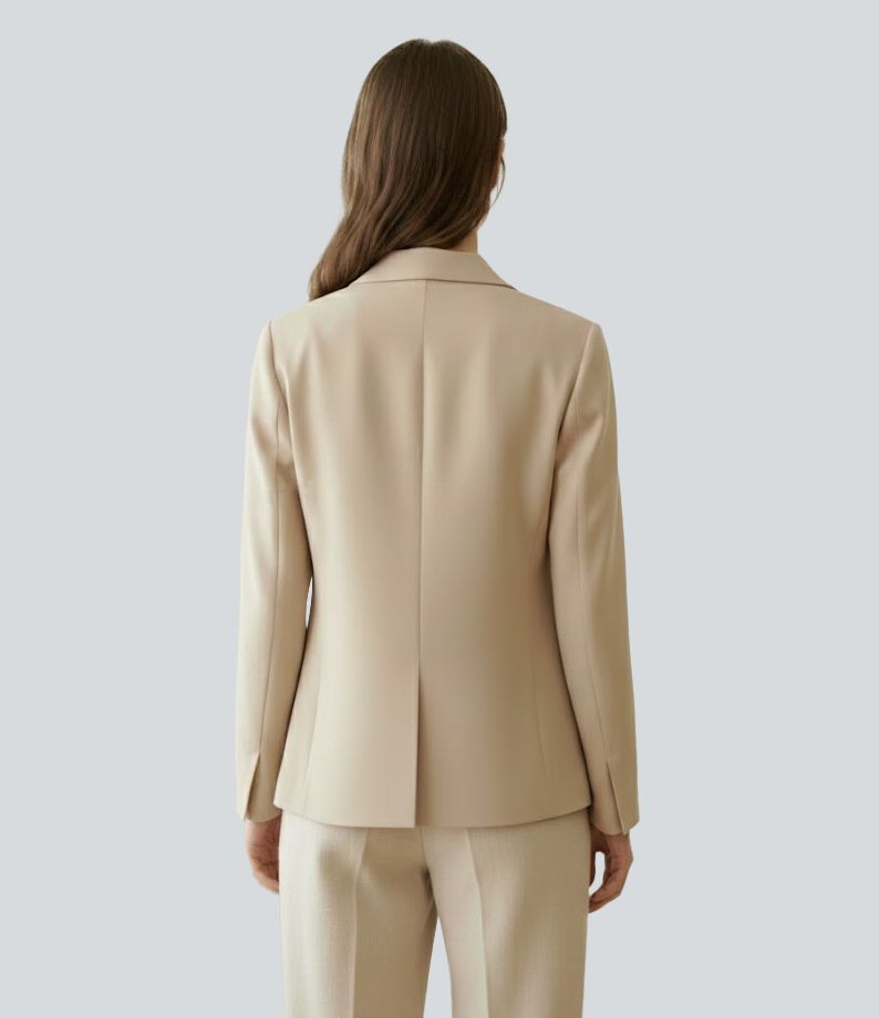 Notched Collar Long Sleeve Work Blazer