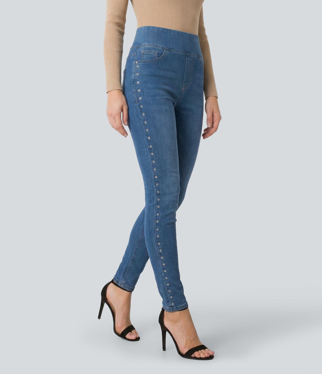 Halara Flex™ High Waisted Studded Casual Skinny Jeans with Pockets