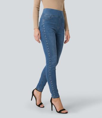 Halara Flex™ High Waisted Studded Casual Skinny Jeans with Pockets