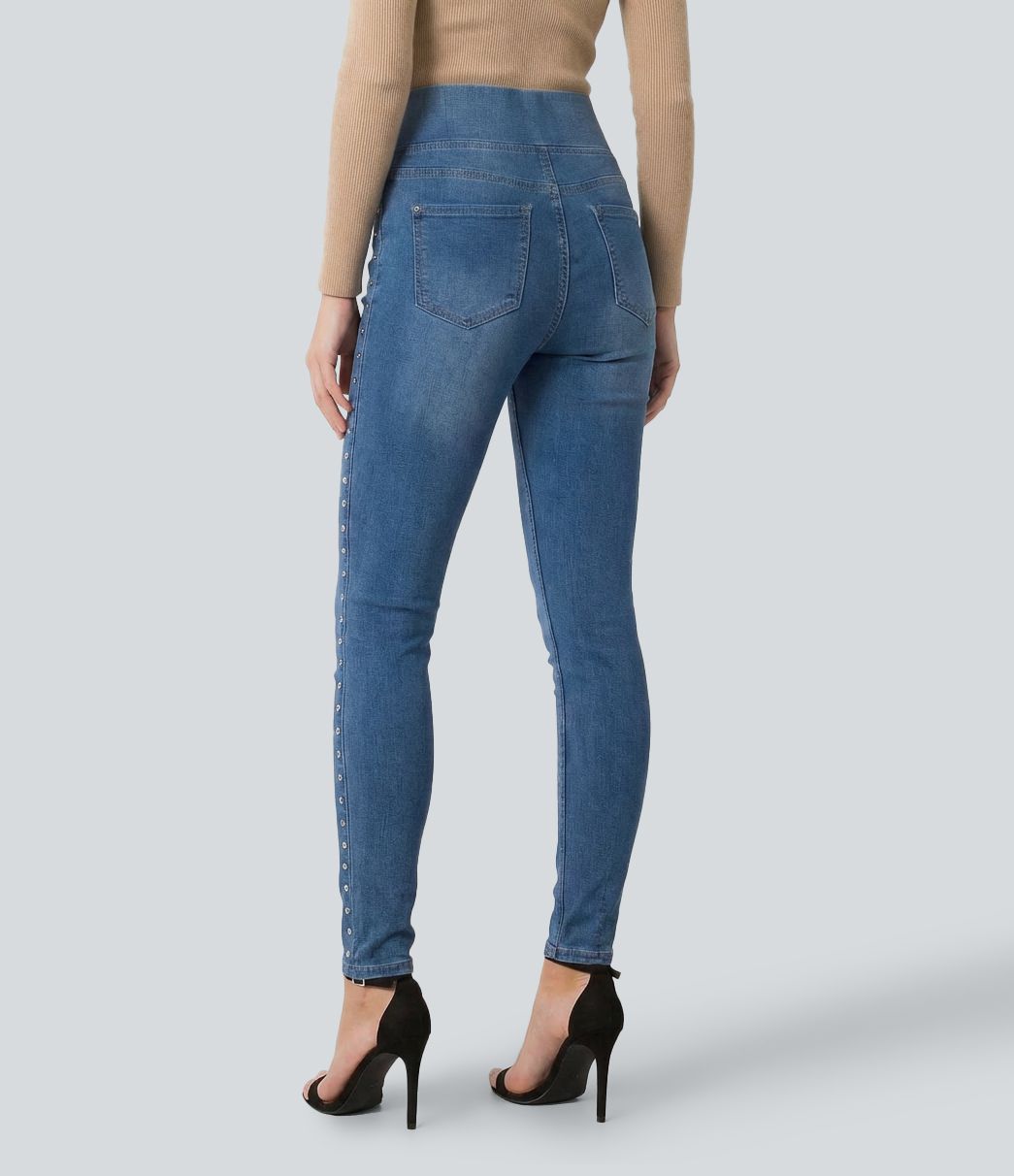Halara Flex™ High Waisted Studded Casual Skinny Jeans with Pockets