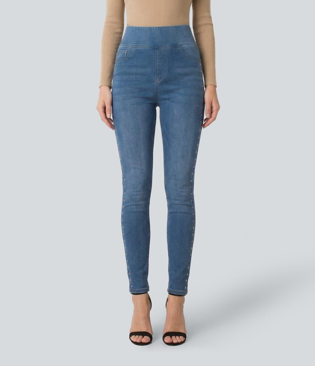 Halara Flex™ High Waisted Studded Casual Skinny Jeans with Pockets