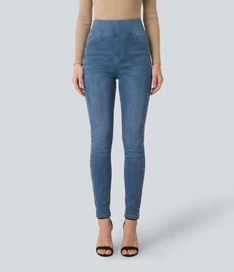 Halara Flex™ High Waisted Studded Casual Skinny Jeans with Pockets