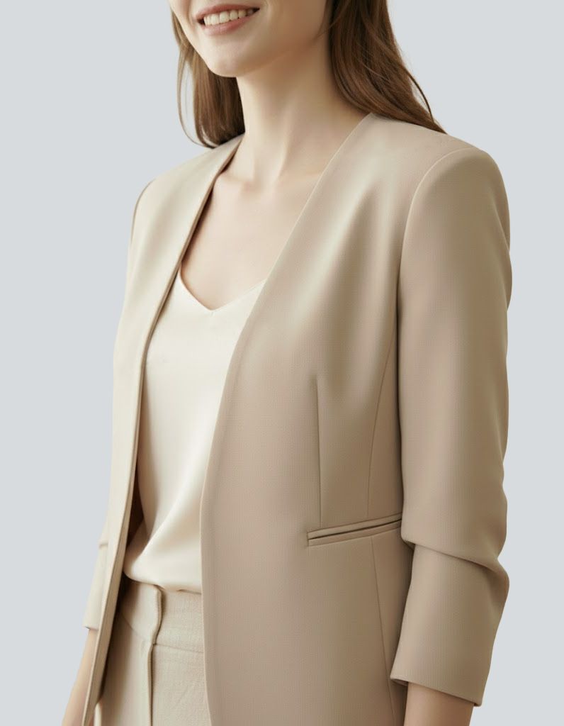 Open Front Long Sleeve Work Blazer