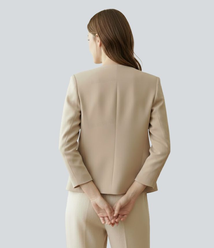 Open Front Long Sleeve Work Blazer