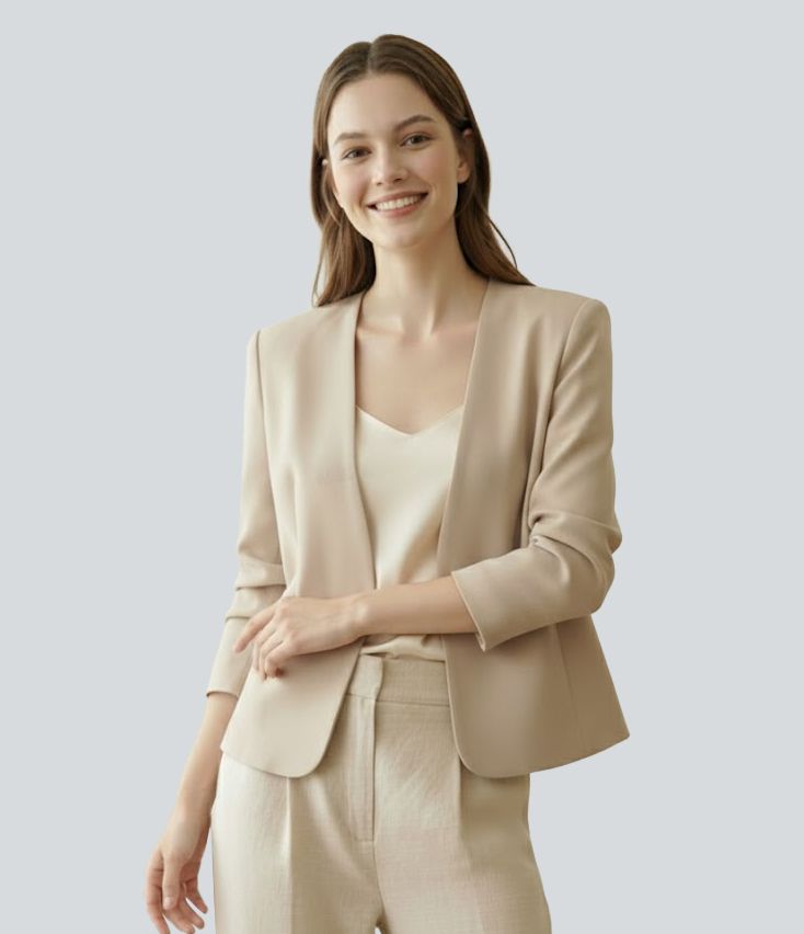 Open Front Long Sleeve Work Blazer