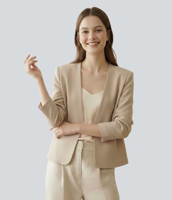 Open Front Long Sleeve Work Blazer