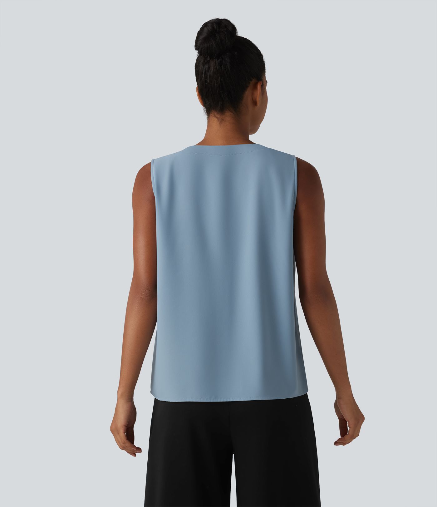 Chemisier de travail oversize sans manches col en V infroissable