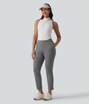 High Waisted Tapered Golf Pants with Pockets