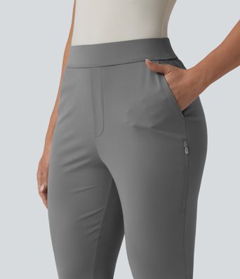 High Waisted Tapered Golf Pants with Pockets