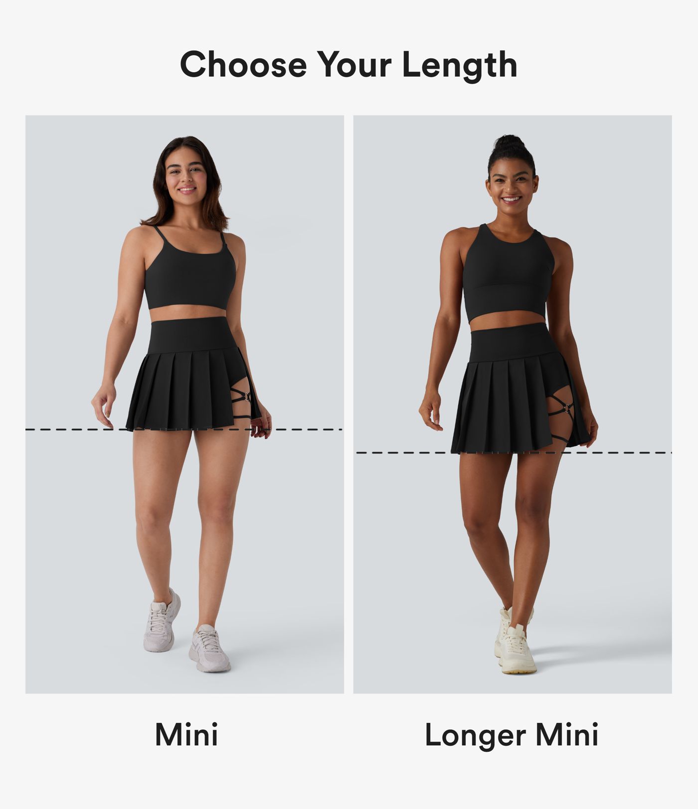 Breezeful™ High Waisted Pleated 2-in-1 Side & Pocket Asymmetric Hem Quick Dry Mini Dance Skirt