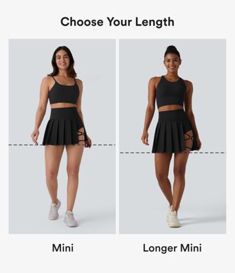 Breezeful™ Vysoké plisované 2v1 sukně s kapsou a asymetrickým lemem pro rychleschnoucí mini tanec