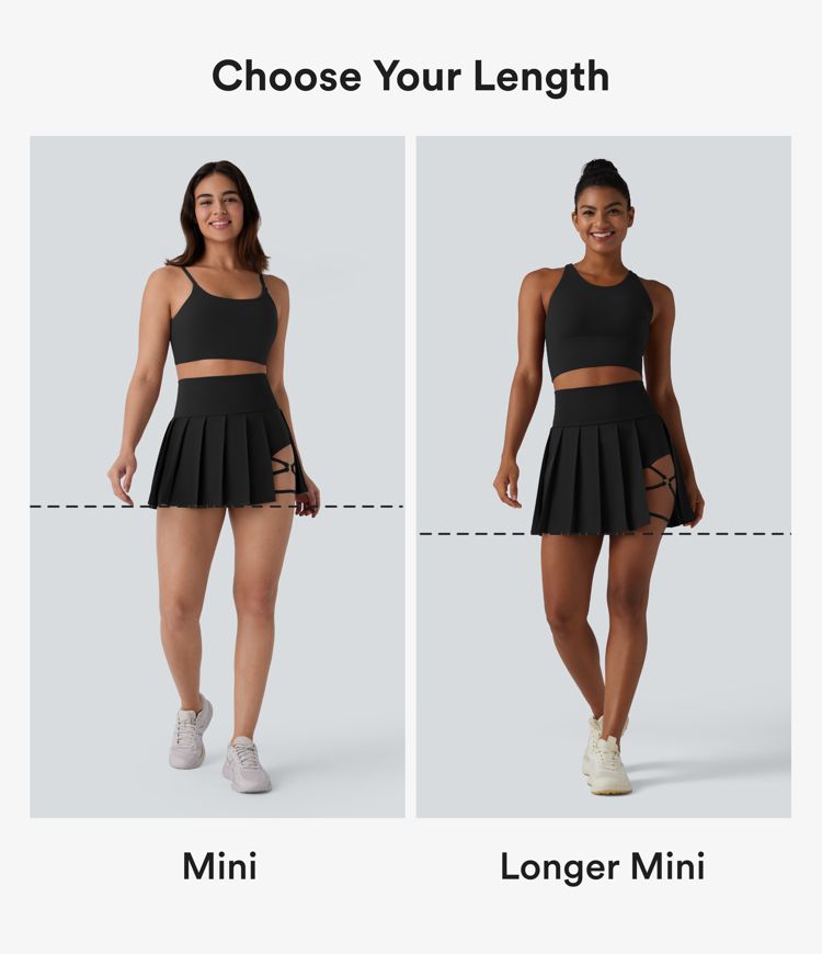 Breezeful™ Vysoké plisované 2v1 sukně s kapsou a asymetrickým lemem pro rychleschnoucí mini tanec