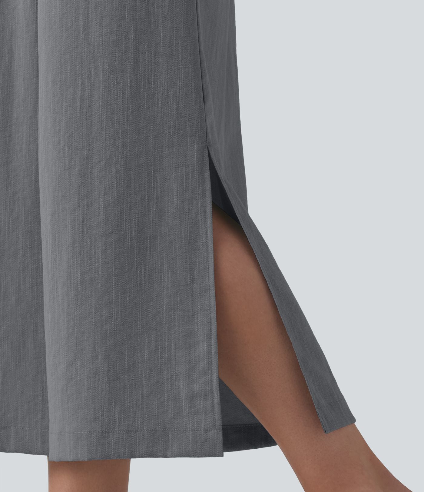 Pantalon ample court taille haute aspect lin avec fentes et poches Pantalon ample court taille haute aspect lin avec fentes et poches