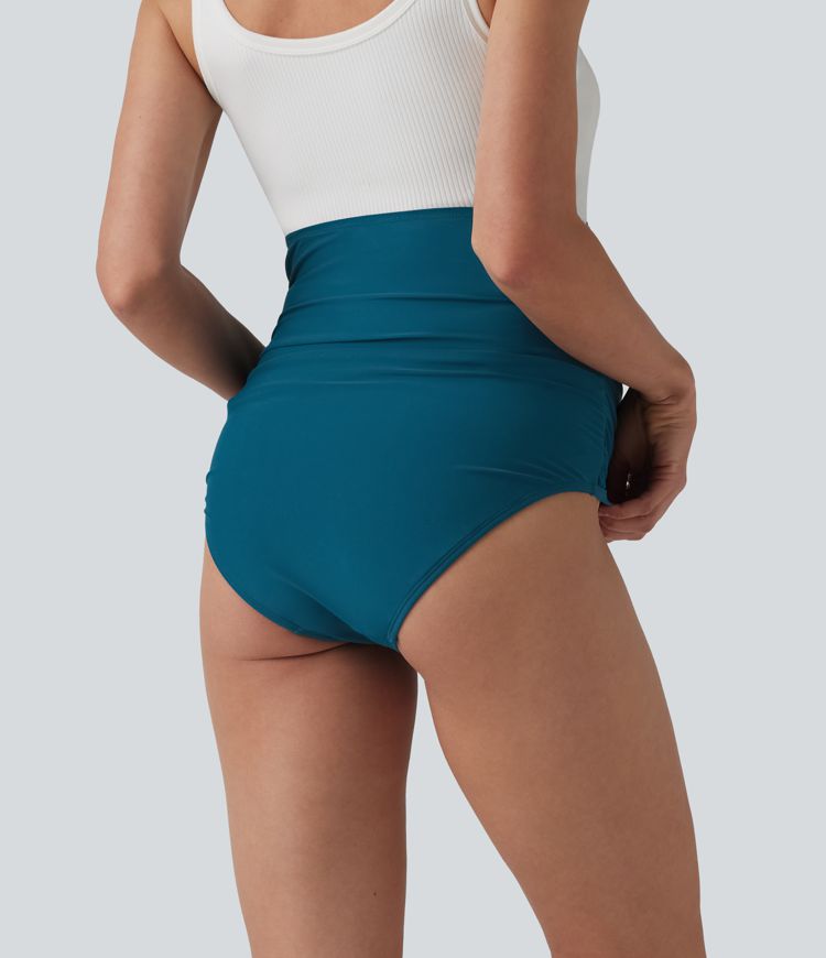 Geraffte Umstands-Bikinihose mit superhohem Bund