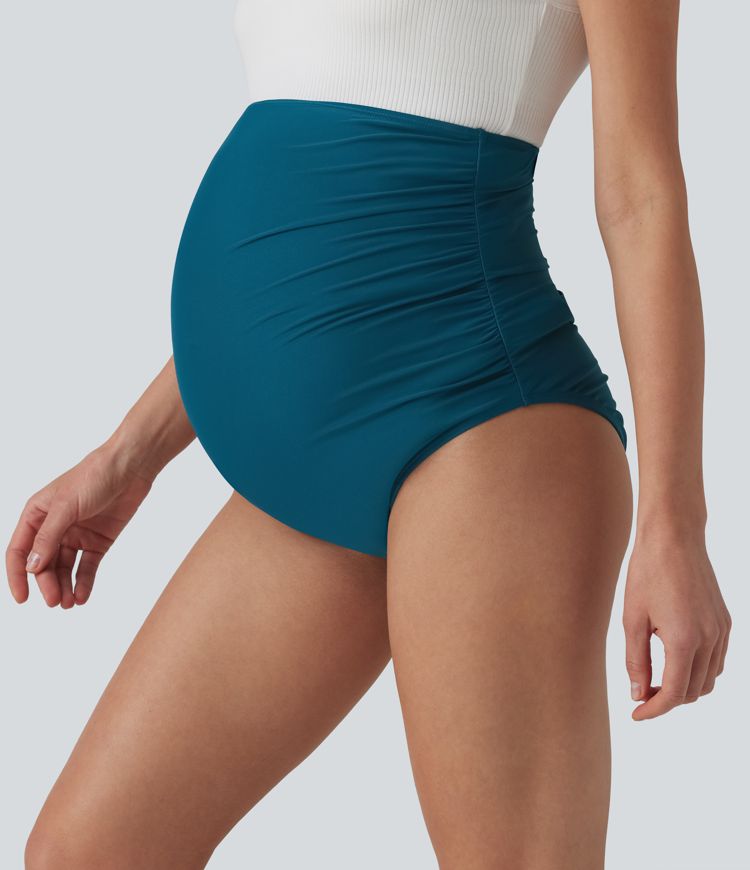 Geraffte Umstands-Bikinihose mit superhohem Bund