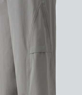 Pantalon parachute décontracté taille haute avec cordon de serrage et poches Pantalon parachute décontracté taille haute avec cordon de serrage et poches