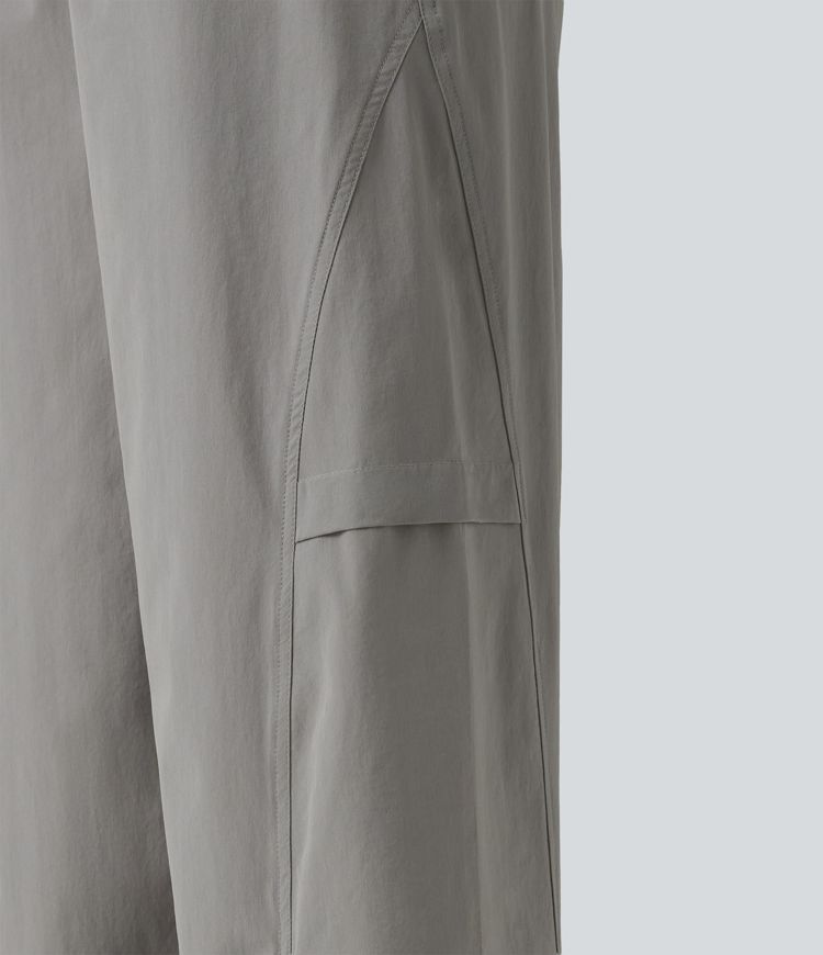 Pantalon parachute décontracté taille haute avec cordon de serrage et poches Pantalon parachute décontracté taille haute avec cordon de serrage et poches
