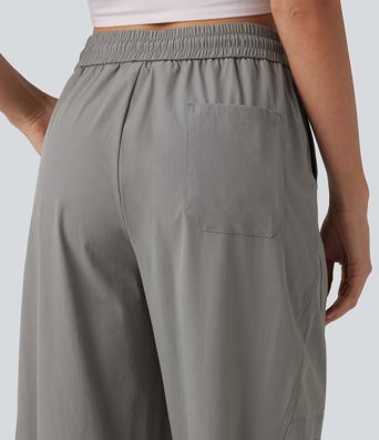 Pantalon parachute décontracté taille haute avec cordon de serrage et poches Pantalon parachute décontracté taille haute avec cordon de serrage et poches