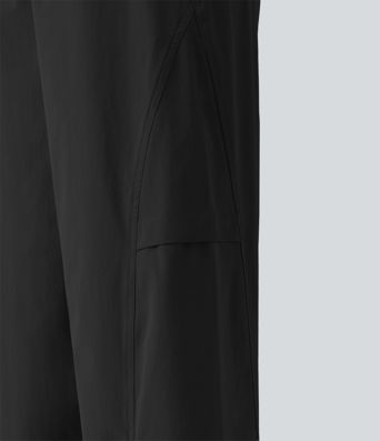 Lässige Fallschirmhose mit hohem Bund, mehreren Taschen und Kordelzug