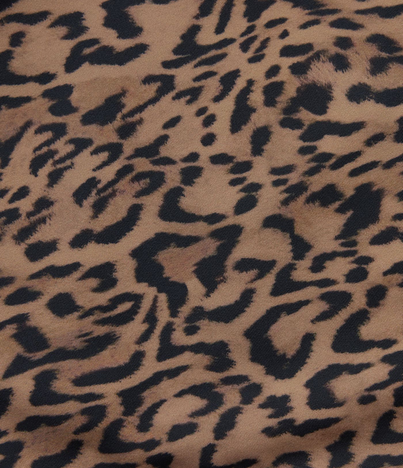 Square Neck Built-in Bra Tummy Control Drawstring Leopard Print One-Piece Swimsuit