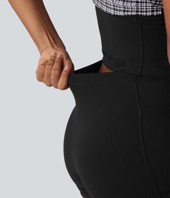 Adjustable Straps 2-in-1 Built-in Bra A-line Mini Plaid Crinkle Quick Dry Tennis Active Slip Dress with Pockets-Easy Peezy