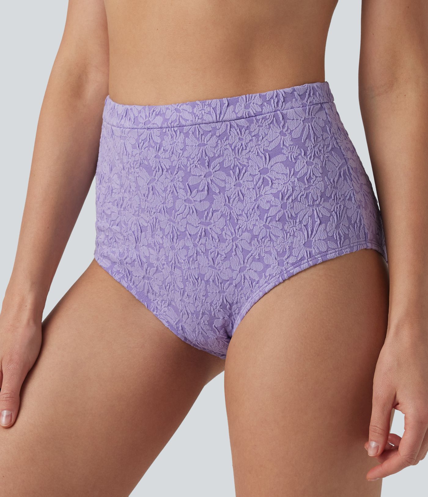 Bikinihose mit hohem Bund, Bauchkontrolle und Jacquard-Muster