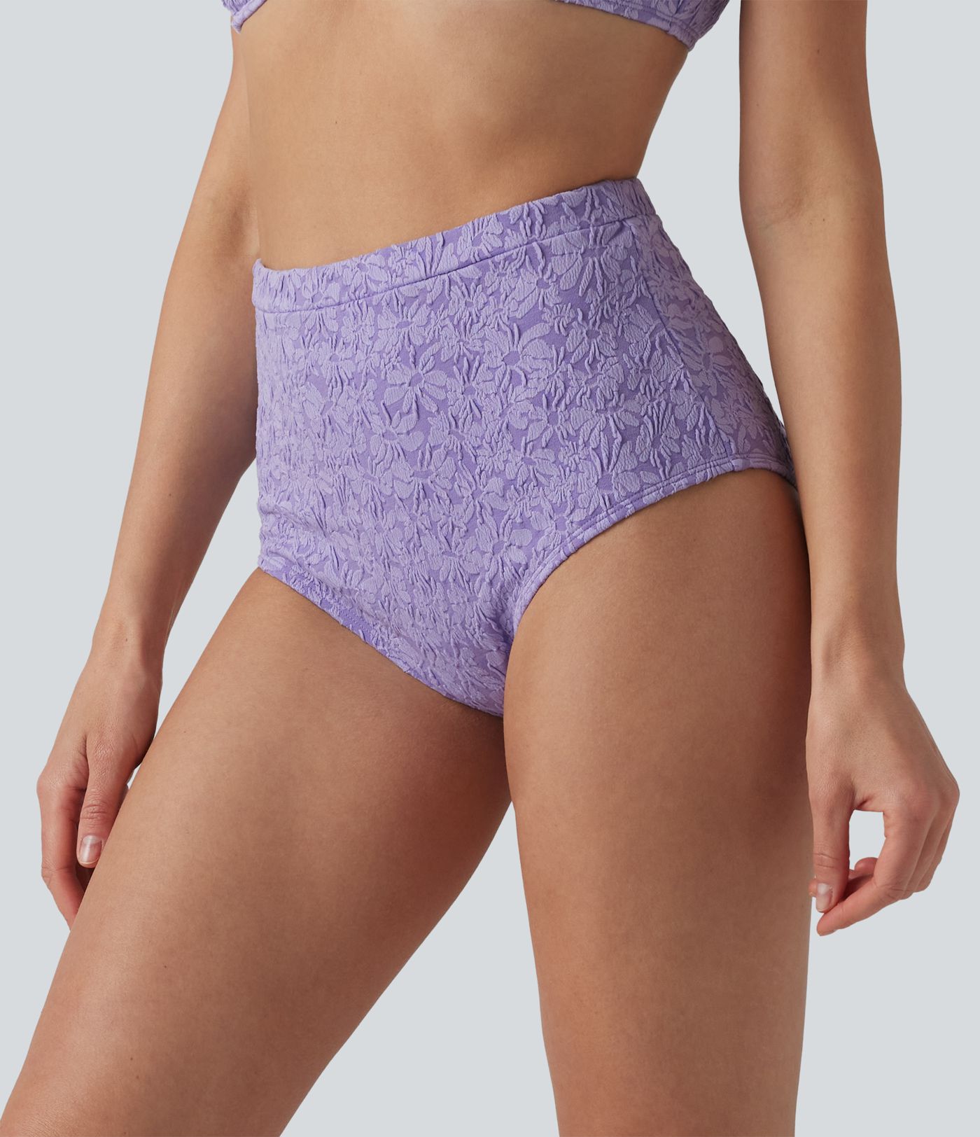 High Waisted Tummy Control Jacquard Bikini Bottom Swimsuit High Waisted Tummy Control Jacquard Bikini Bottom Swimsuit