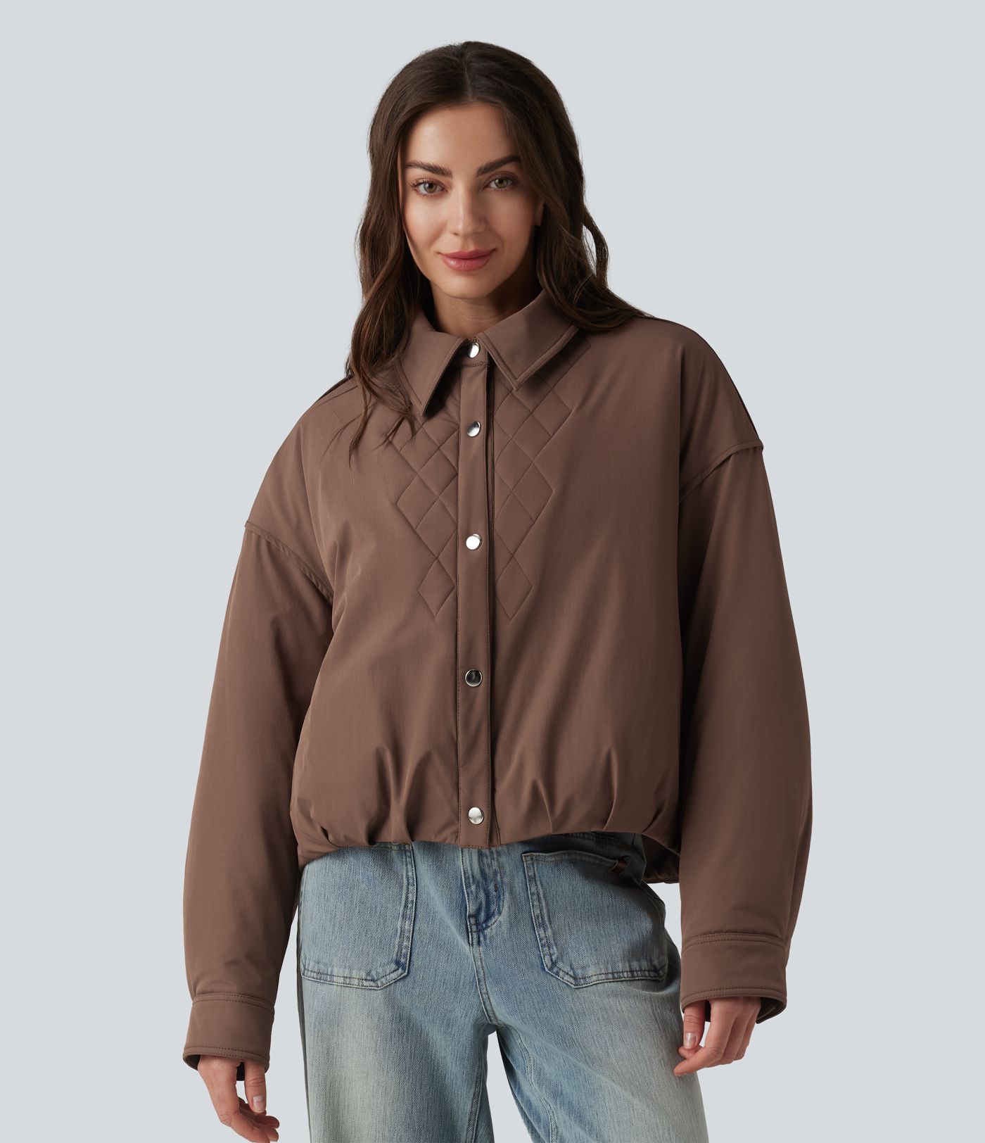 Long Sleeve Casual Padded Jacket with Pockets