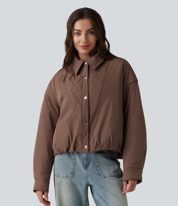 Long Sleeve Casual Padded Jacket with Pockets