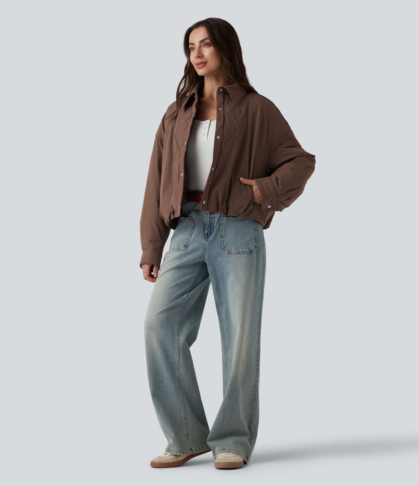 Long Sleeve Casual Padded Jacket with Pockets