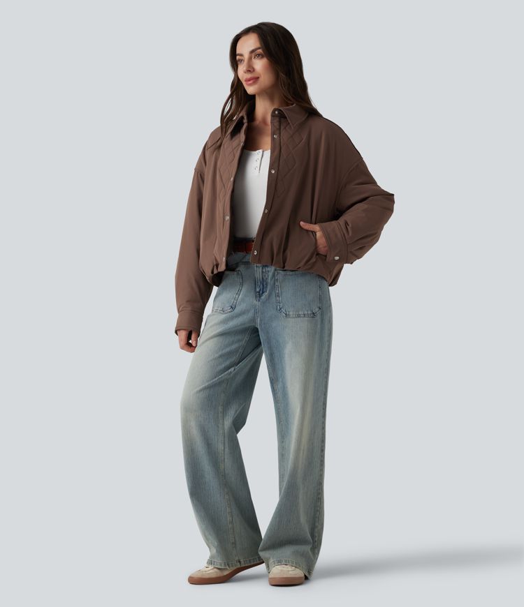 Long Sleeve Casual Padded Jacket with Pockets