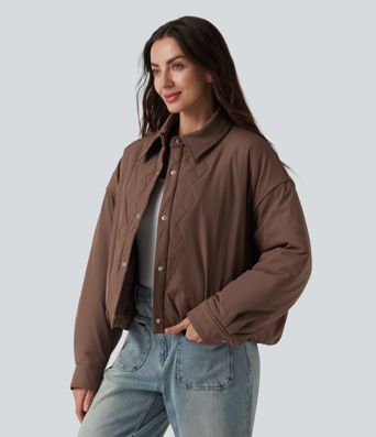 Long Sleeve Casual Padded Jacket with Pockets