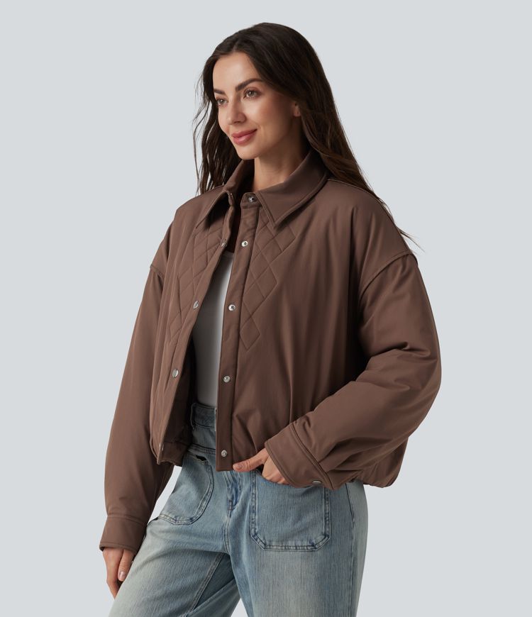 Long Sleeve Casual Padded Jacket with Pockets