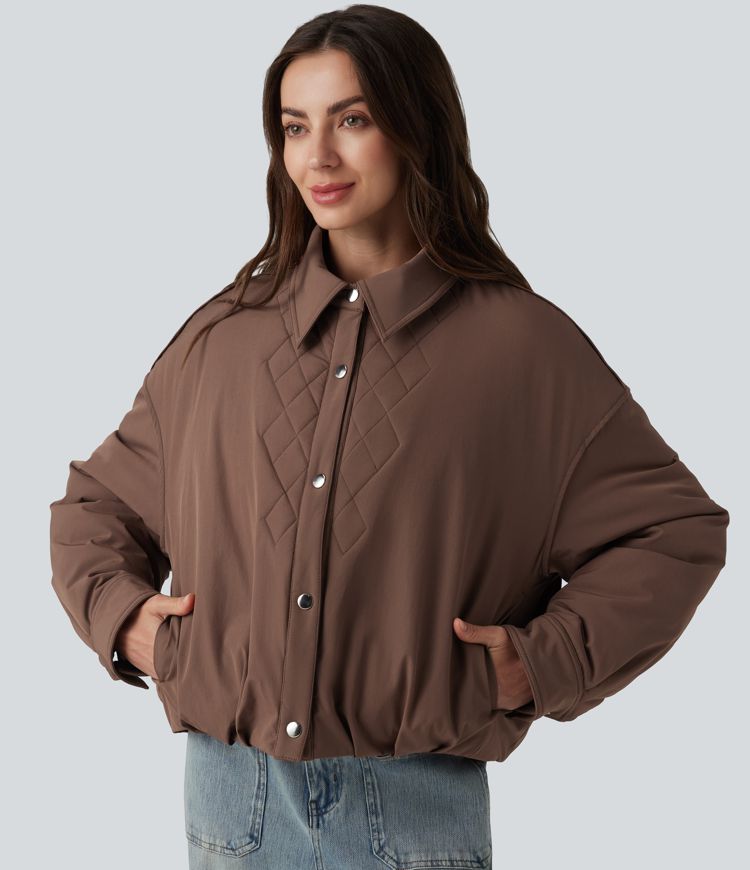 Long Sleeve Casual Padded Jacket with Pockets