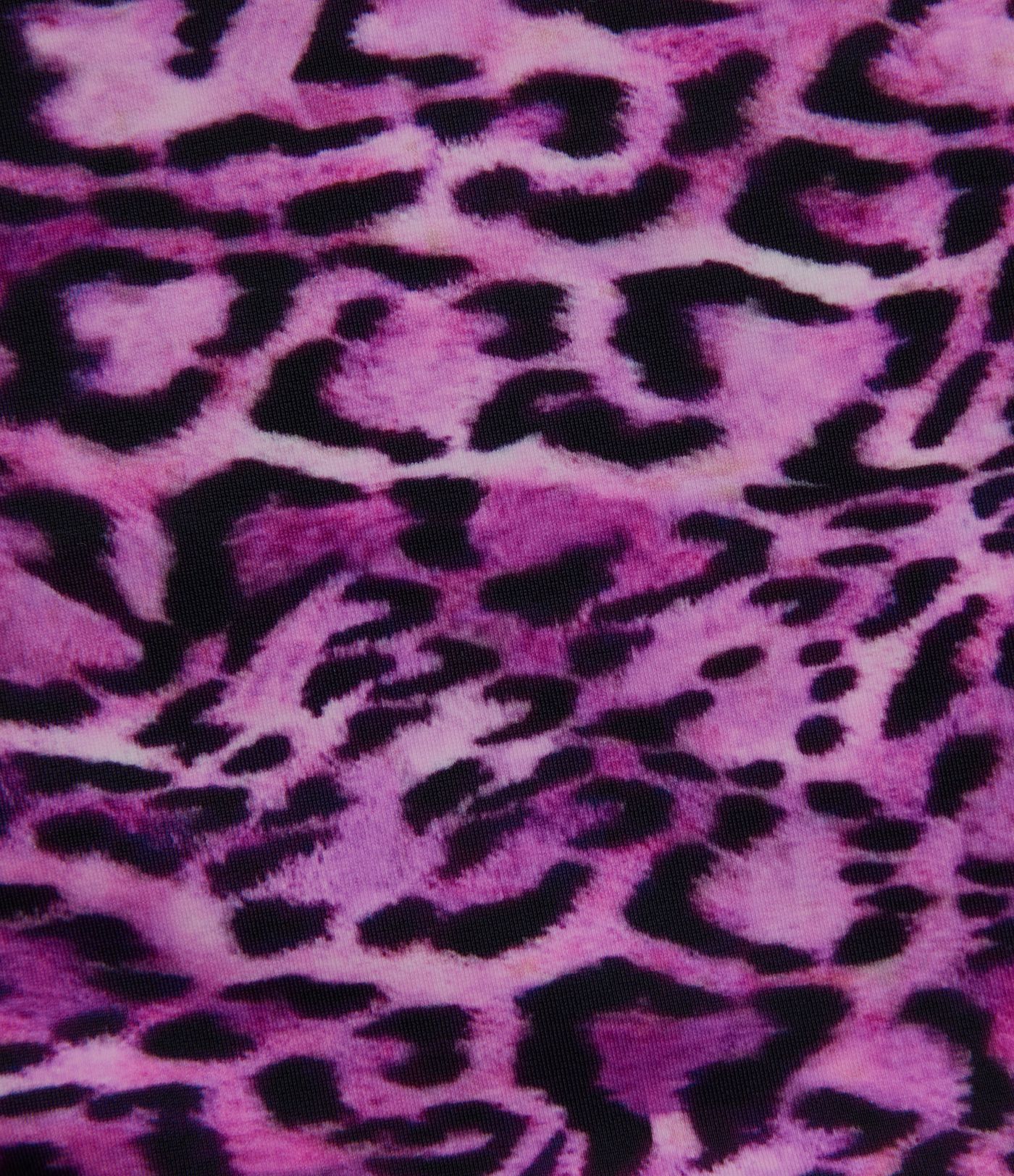 Square Neck Built-in Bra Tummy Control Drawstring Leopard Print One-Piece Swimsuit