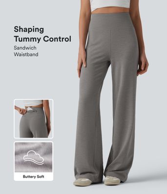 Pantalon droit taille haute ventre plat avec poche