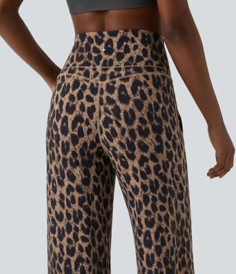 Halara UltraSculpt™ Leopard Print High Waisted Tummy Control Straight Leg Yoga Pants with Pockets