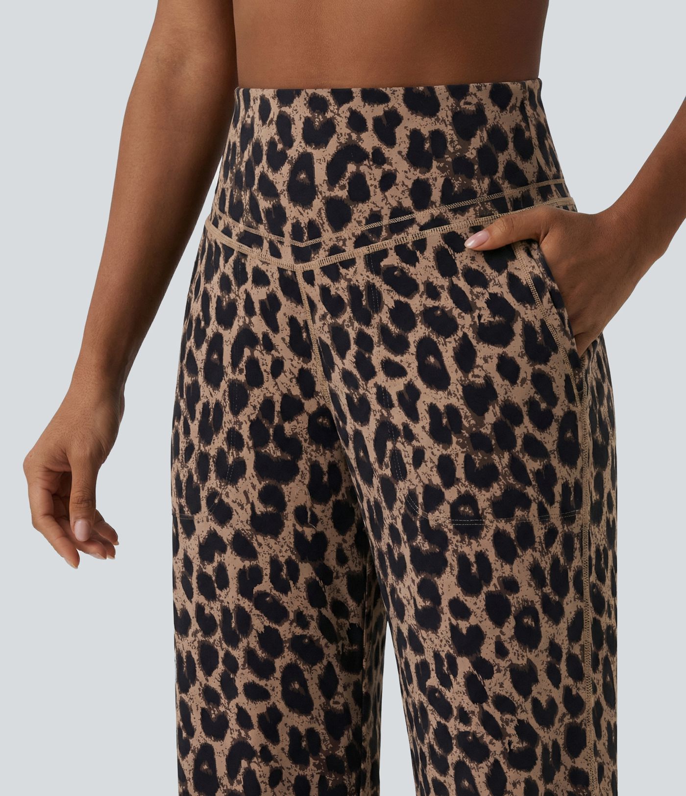 Halara UltraSculpt™ Leopard Print High Waisted Tummy Control Straight Leg Yoga Pants with Pockets