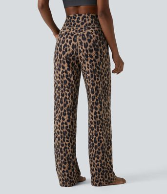 Halara UltraSculpt™ Leopard Print High Waisted Tummy Control Straight Leg Yoga Pants with Pockets