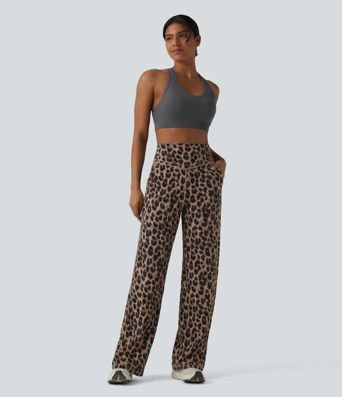 Halara UltraSculpt™ Leopard Print High Waisted Tummy Control Straight Leg Yoga Pants with Pockets