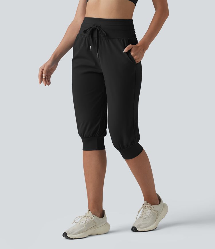 SoftlyZero™ Plush High Waisted Drawstring Tummy Control Yoga Pedal Pushers Joggers with Pockets SoftlyZero™ Plush High Waisted Drawstring Tummy Control Yoga Pedal Pushers Joggers with Pockets